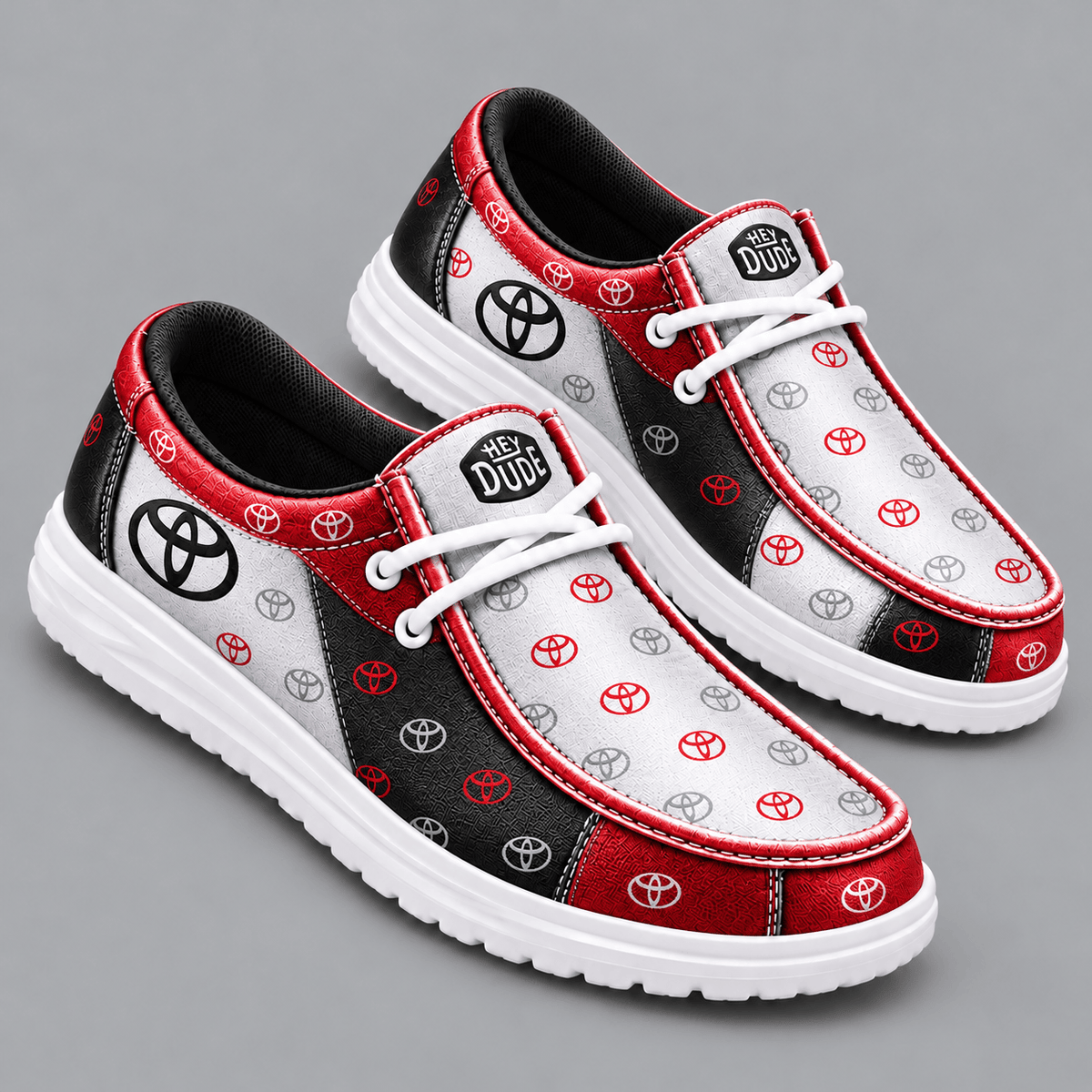 Toyota Premium Men's Luxury Geometric Monogram Pattern Hey Dude Style Casual Slip-On Loafers Lightweight Comfort Walking Shoes NDN cover