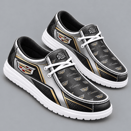 Cadillac Premium Men's Luxury Geometric Monogram Pattern Hey Dude Style Casual Slip-On Loafers Lightweight Comfort Walking Shoes NDN cover
