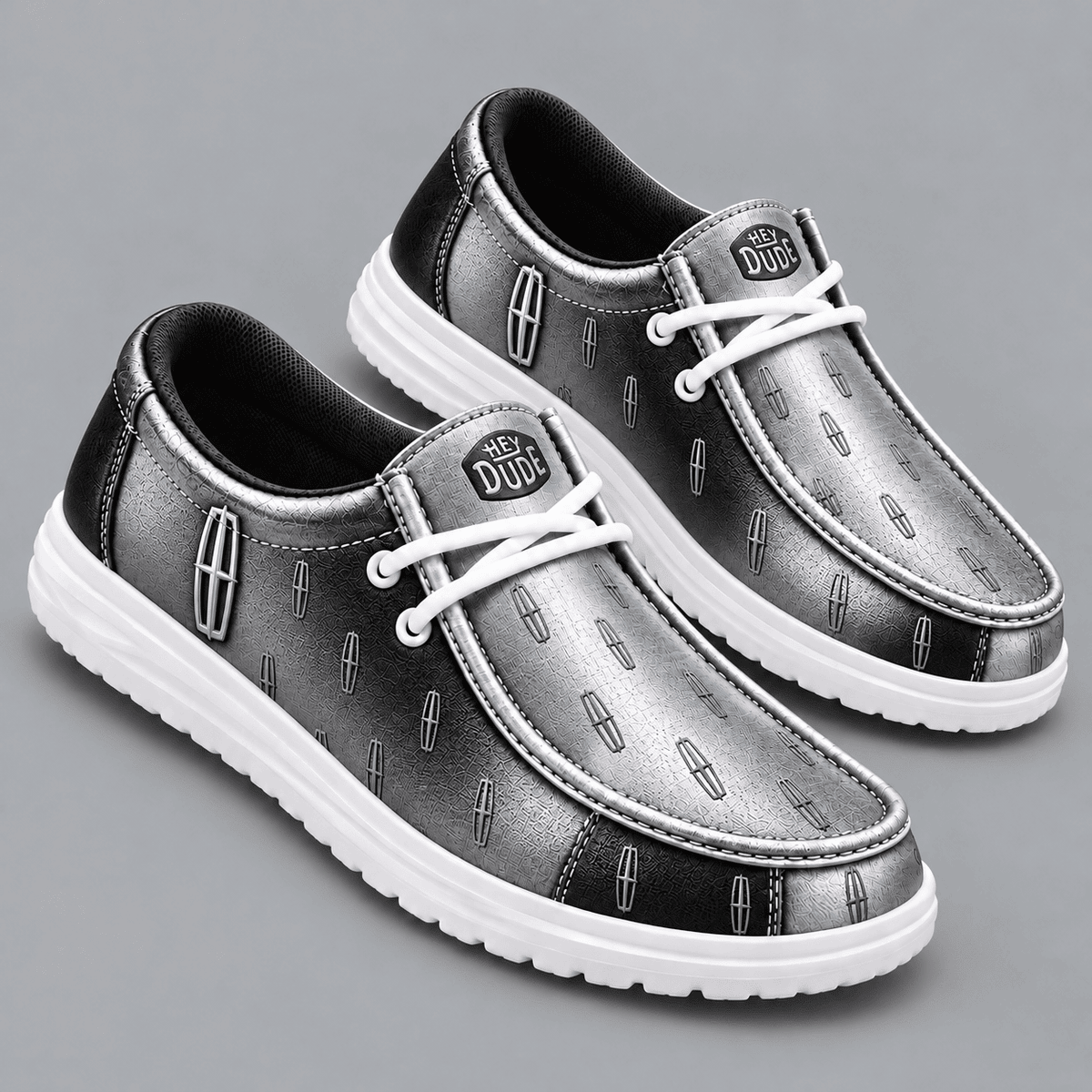 Lincoln Premium Men's Luxury Geometric Monogram Pattern Hey Dude Style Casual Slip-On Loafers Lightweight Comfort Walking Shoes NDN cover