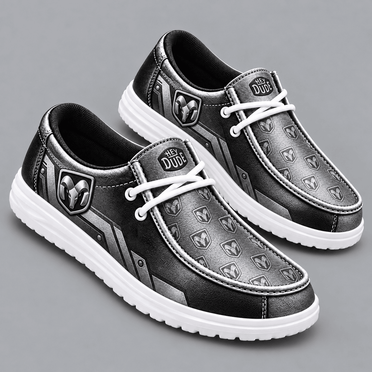 RAM Premium Men's Luxury Geometric Monogram Pattern Hey Dude Style Casual Slip-On Loafers Lightweight Comfort Walking Shoes NDN cover