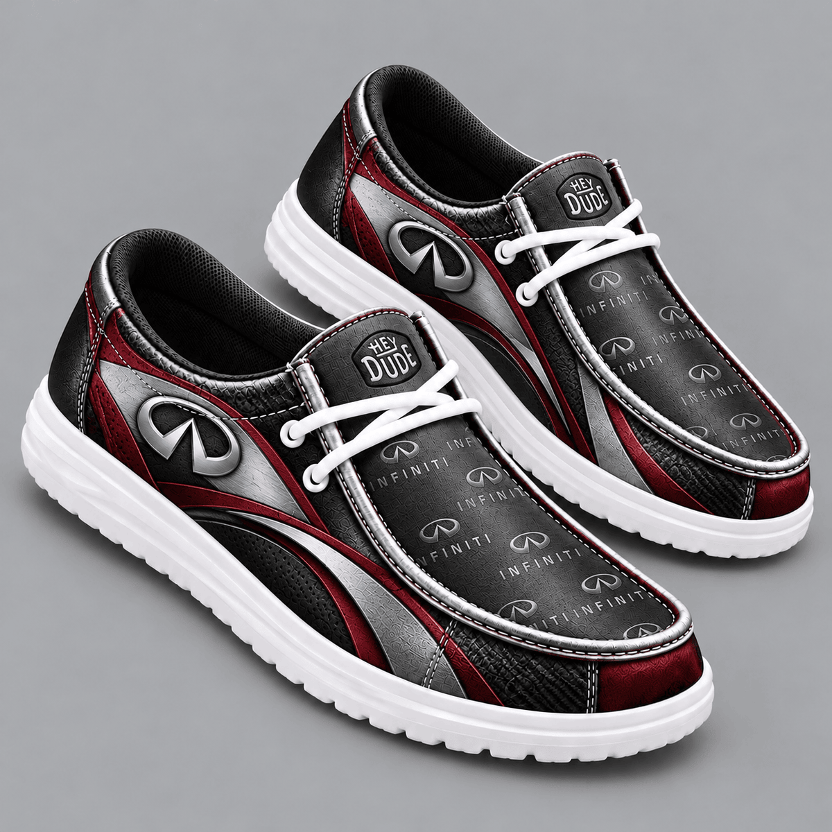 Infiniti Premium Men's Luxury Geometric Monogram Pattern Hey Dude Style Casual Slip-On Loafers Lightweight Comfort Walking Shoes NDN cover