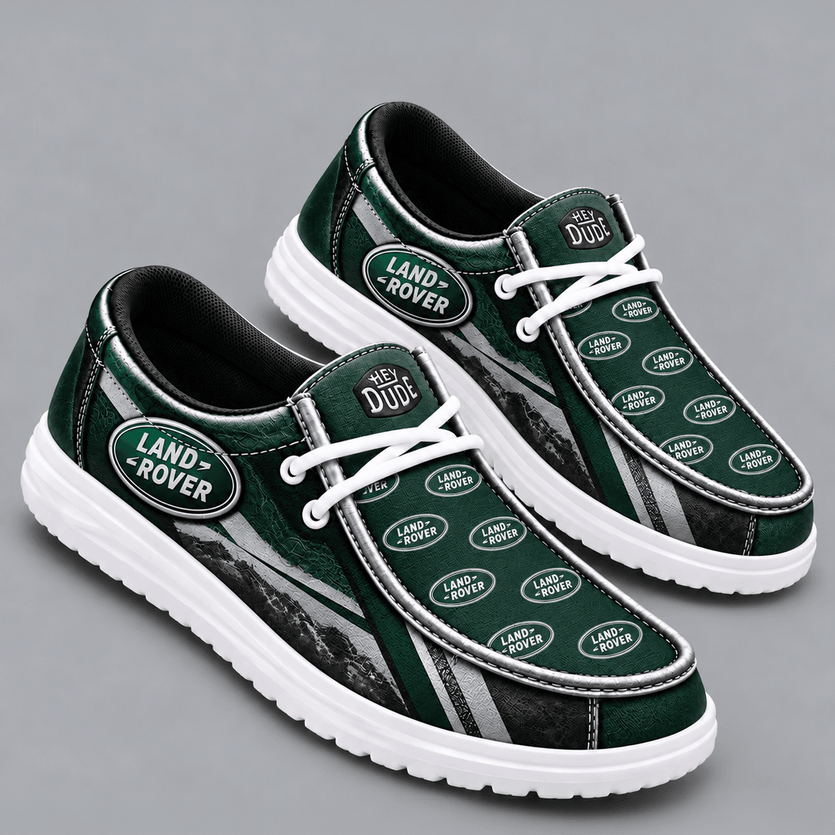 Land Rover Premium Men's Luxury Geometric Monogram Pattern Hey Dude Style Casual Slip-On Loafers Lightweight Comfort Walking Shoes NDN cover