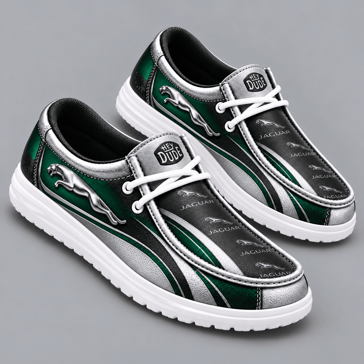Jaguar Premium Men's Luxury Geometric Monogram Pattern Hey Dude Style Casual Slip-On Loafers Lightweight Comfort Walking Shoes NDN cover