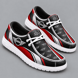 MINI Premium Men's Luxury Geometric Monogram Pattern Hey Dude Style Casual Slip-On Loafers Lightweight Comfort Walking Shoes NDN cover