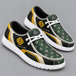 Rivian Premium Men's Luxury Geometric Monogram Pattern Hey Dude Style Casual Slip-On Loafers Lightweight Comfort Walking Shoes NDN cover