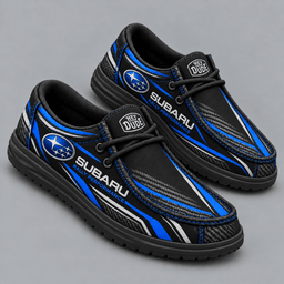 Subaru | Premium Men's Carbon Fiber Velocity Stripe Graphic Hey Dude Style Casual Slip-On Loafers Lightweight Comfort Walking Shoes NDN cover