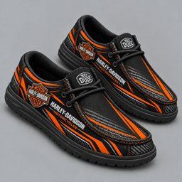 Harley-Davidson | Premium Men's Carbon Fiber Velocity Stripe Graphic Hey Dude Style Casual Slip-On Loafers Lightweight Comfort Walking Shoes NDN cover