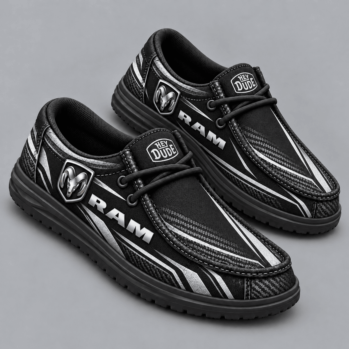 RAM | Premium Men's Carbon Fiber Velocity Stripe Graphic Hey Dude Style Casual Slip-On Loafers Lightweight Comfort Walking Shoes NDN cover