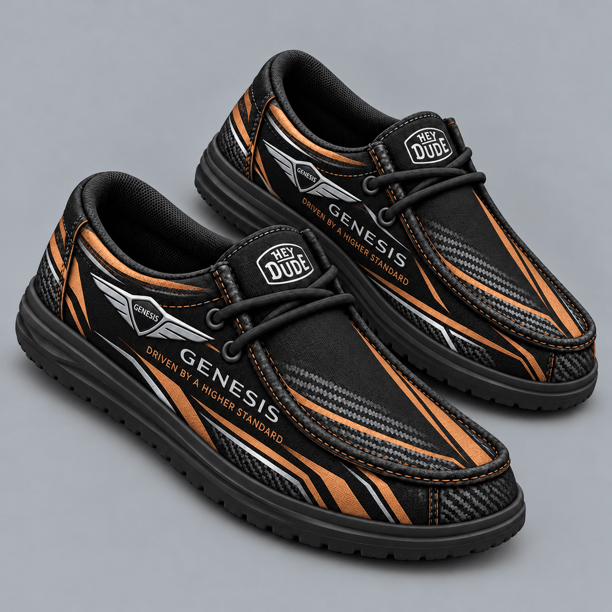 Genesis | Premium Men's Carbon Fiber Velocity Stripe Graphic Hey Dude Style Casual Slip-On Loafers Lightweight Comfort Walking Shoes NDN cover