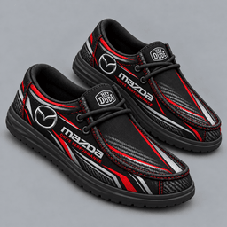 Mazda | Premium Men's Carbon Fiber Velocity Stripe Graphic Hey Dude Style Casual Slip-On Loafers Lightweight Comfort Walking Shoes NDN cover