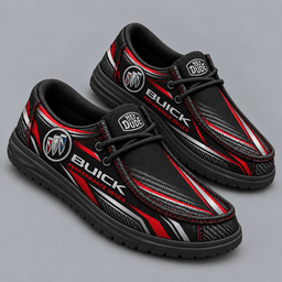 Buick | Premium Men's Carbon Fiber Velocity Stripe Graphic Hey Dude Style Casual Slip-On Loafers Lightweight Comfort Walking Shoes NDN cover
