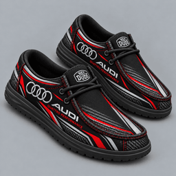 Audi | Premium Men's Carbon Fiber Velocity Stripe Graphic Hey Dude Style Casual Slip-On Loafers Lightweight Comfort Walking Shoes NDN cover