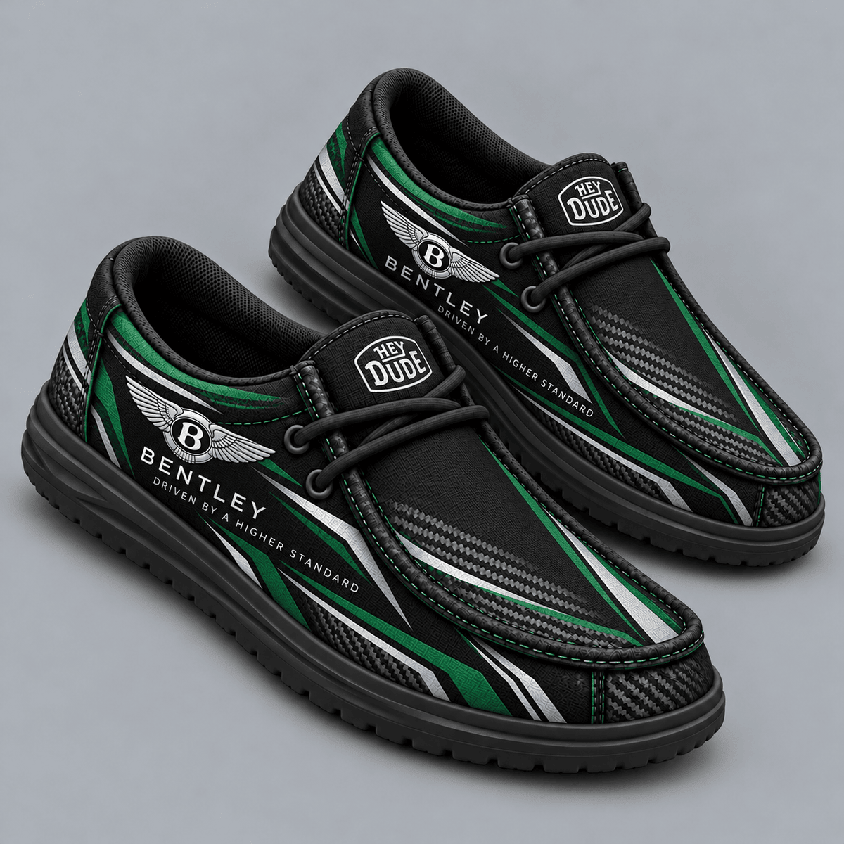 Bentley | Premium Men's Carbon Fiber Velocity Stripe Graphic Hey Dude Style Casual Slip-On Loafers Lightweight Comfort Walking Shoes NDN cover