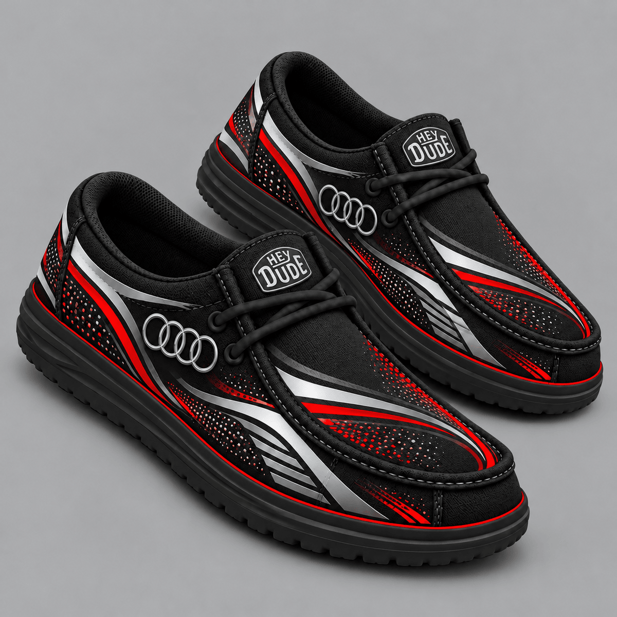 Audi | Premium Men's Aero Motion Speedline Graphic Hey Dude Style Casual Slip-On Loafers Lightweight Comfort Walking Shoes NDN cover