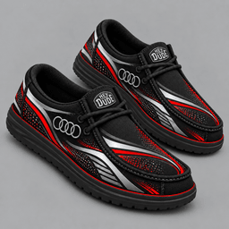 Audi | Premium Men's Aero Motion Speedline Graphic Hey Dude Style Casual Slip-On Loafers Lightweight Comfort Walking Shoes NDN cover