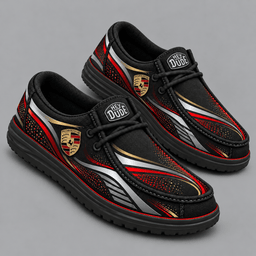 Porsche | Premium Men's Aero Motion Speedline Graphic Hey Dude Style Casual Slip-On Loafers Lightweight Comfort Walking Shoes NDN cover