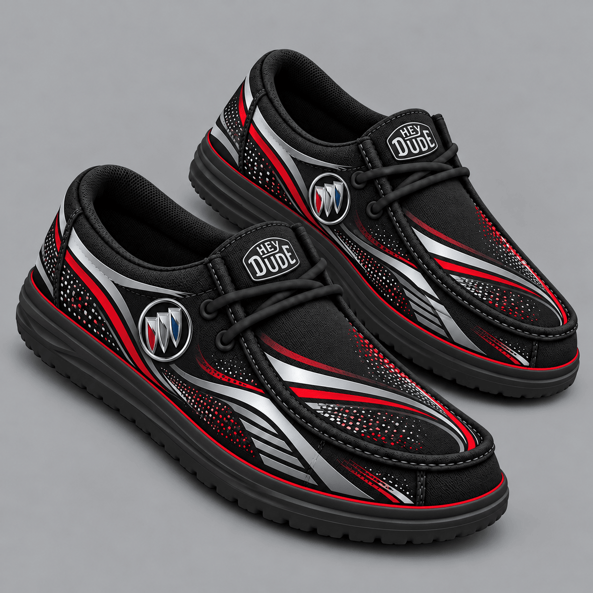 Buick | Premium Men's Aero Motion Speedline Graphic Hey Dude Style Casual Slip-On Loafers Lightweight Comfort Walking Shoes NDN cover