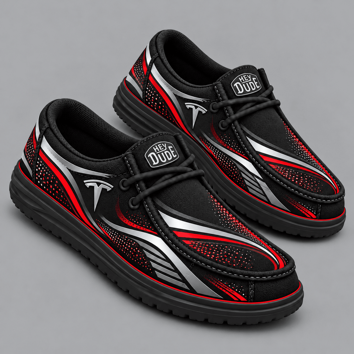 Tesla | Premium Men's Aero Motion Speedline Graphic Hey Dude Style Casual Slip-On Loafers Lightweight Comfort Walking Shoes NDN cover