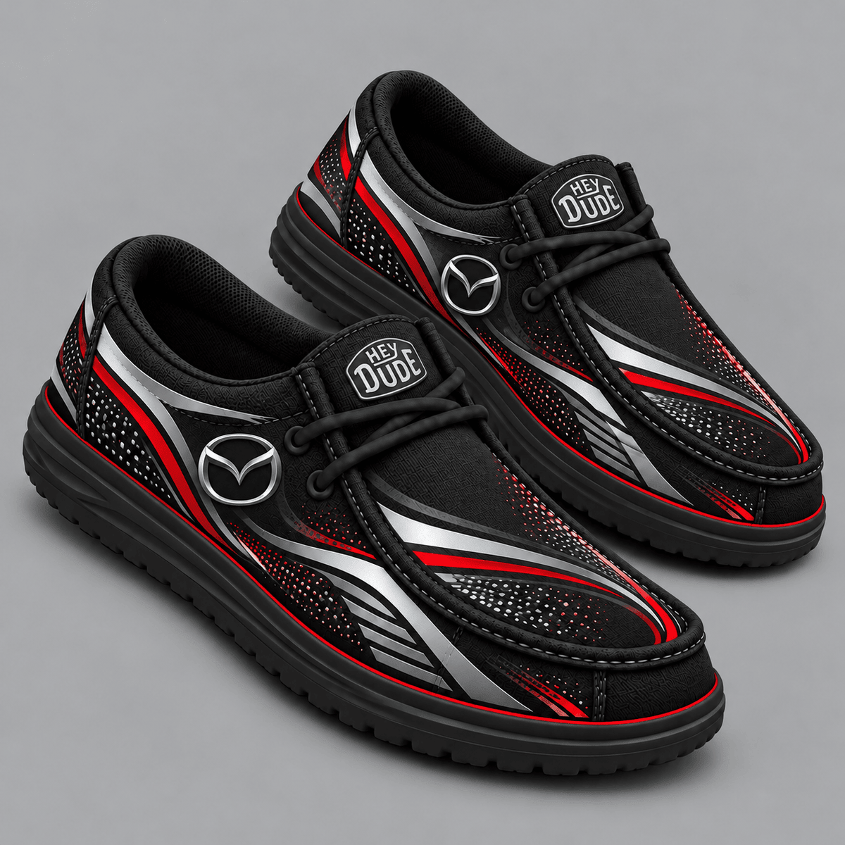 Mazda | Premium Men's Aero Motion Speedline Graphic Hey Dude Style Casual Slip-On Loafers Lightweight Comfort Walking Shoes NDN cover