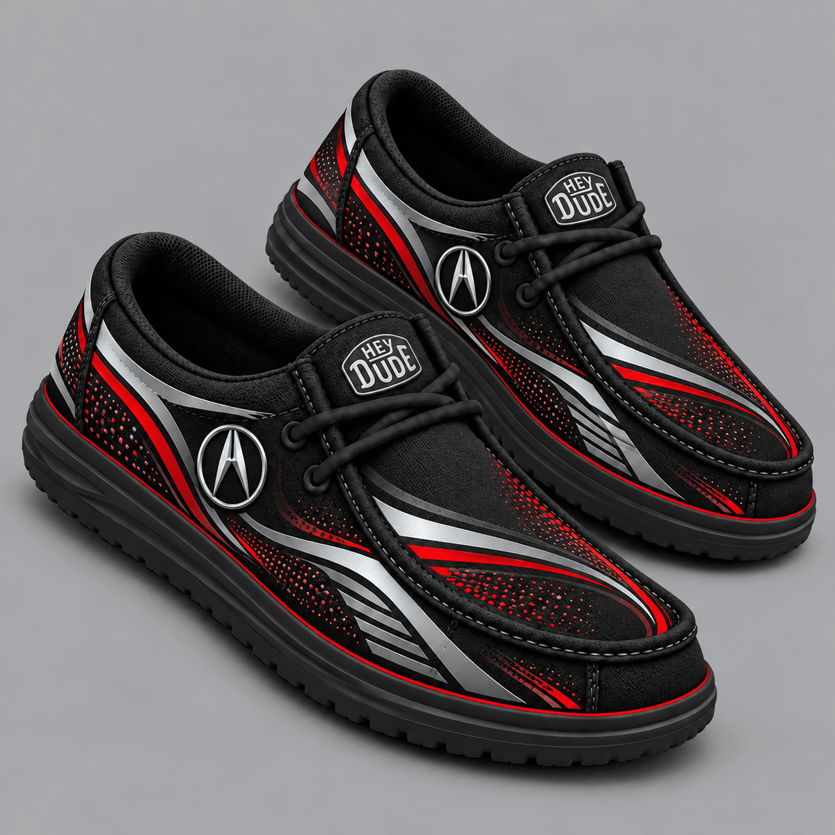 Acura | Premium Men's Aero Motion Speedline Graphic Hey Dude Style Casual Slip-On Loafers Lightweight Comfort Walking Shoes NDN cover