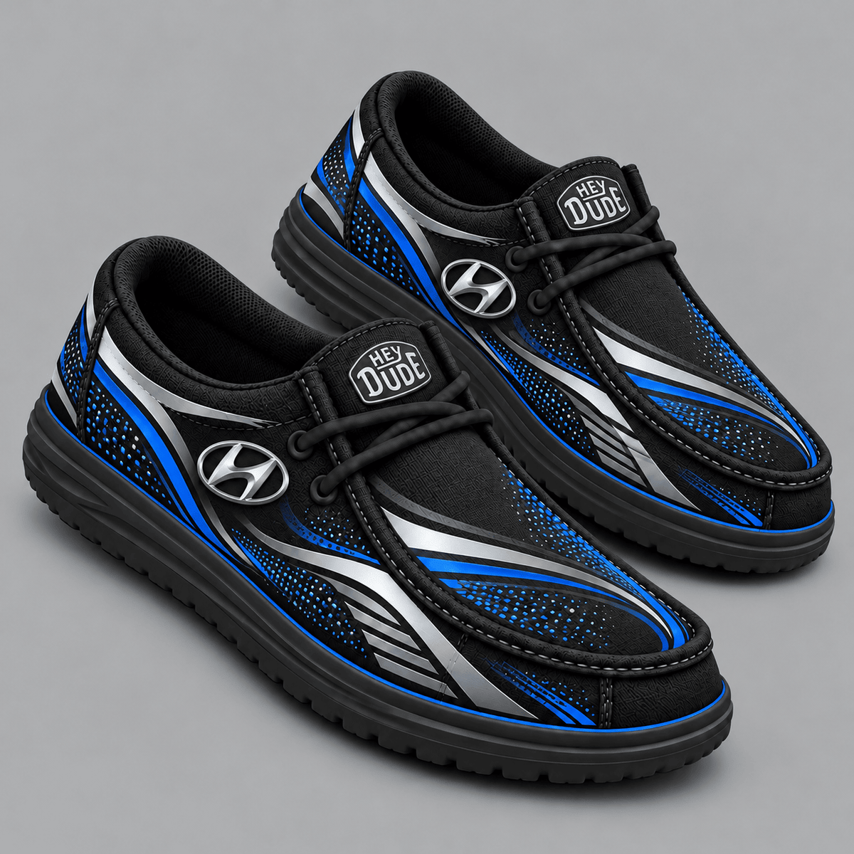 Hyundai | Premium Men's Aero Motion Speedline Graphic Hey Dude Style Casual Slip-On Loafers Lightweight Comfort Walking Shoes NDN cover