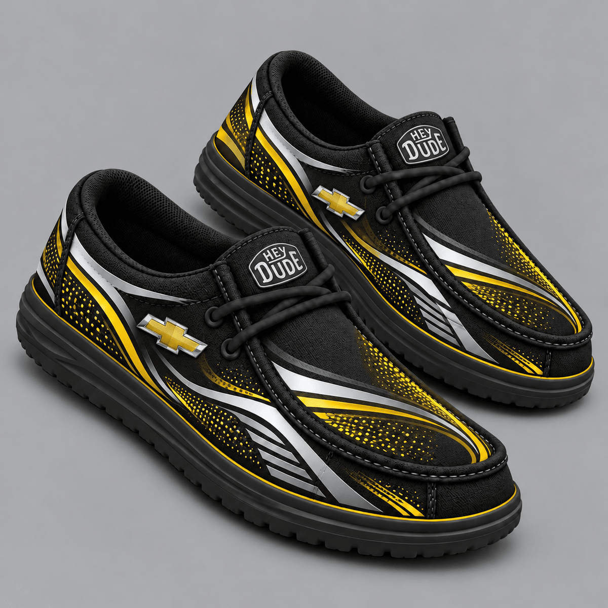 Chevrolet | Premium Men's Aero Motion Speedline Graphic Hey Dude Style Casual Slip-On Loafers Lightweight Comfort Walking Shoes NDN cover