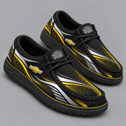Chevrolet | Premium Men's Aero Motion Speedline Graphic Hey Dude Style Casual Slip-On Loafers Lightweight Comfort Walking Shoes NDN cover