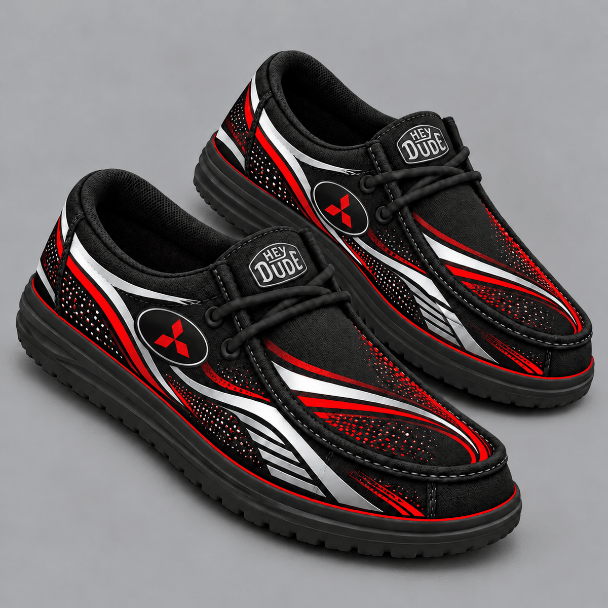 Mitsubishi | Premium Men's Aero Motion Speedline Graphic Hey Dude Style Casual Slip-On Loafers Lightweight Comfort Walking Shoes NDN cover