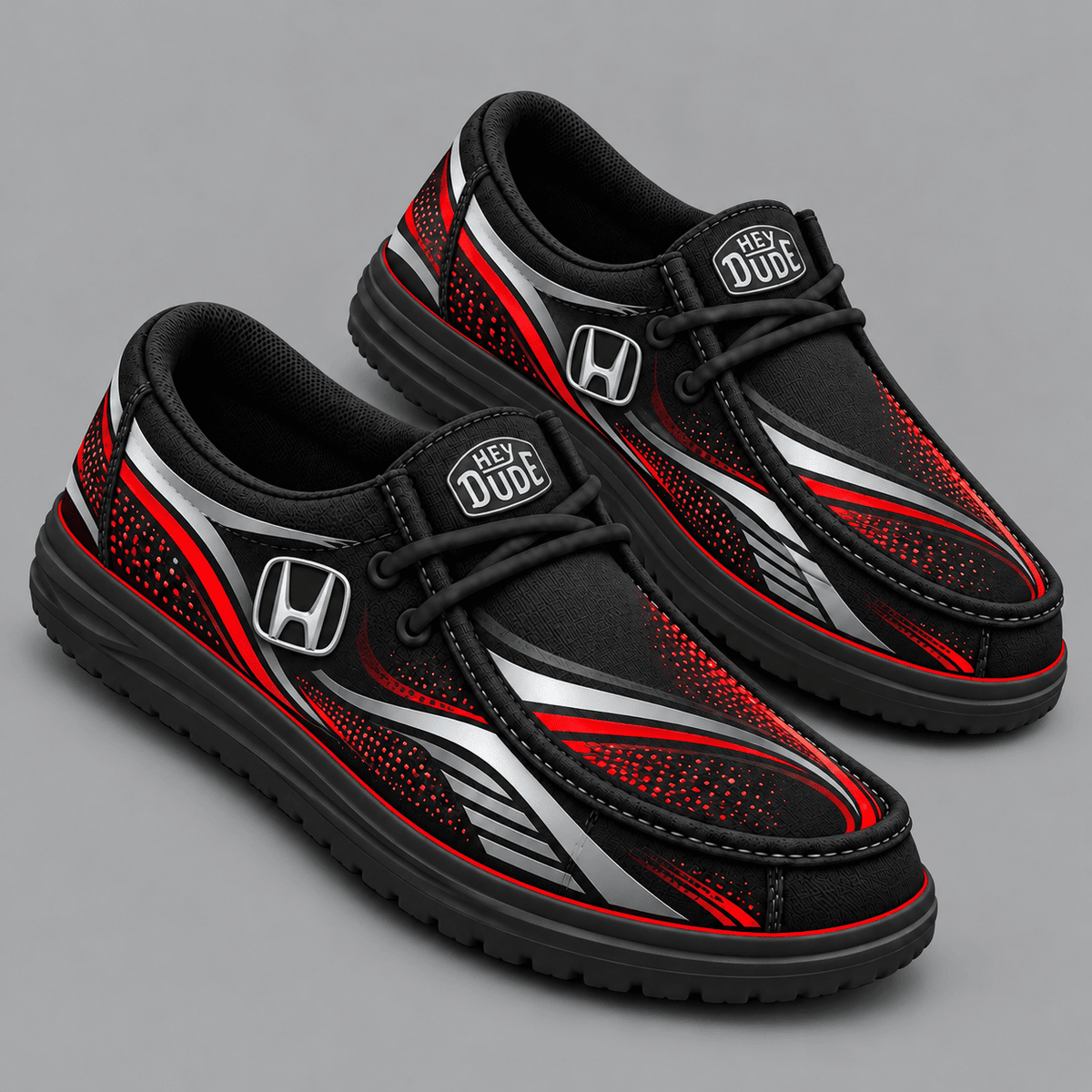 Honda | Premium Men's Aero Motion Speedline Graphic Hey Dude Style Casual Slip-On Loafers Lightweight Comfort Walking Shoes NDN cover