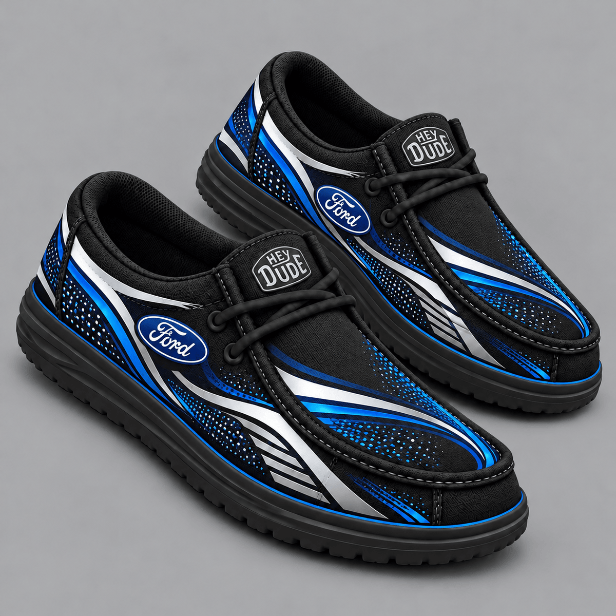 Ford | Premium Men's Aero Motion Speedline Graphic Hey Dude Style Casual Slip-On Loafers Lightweight Comfort Walking Shoes NDN cover
