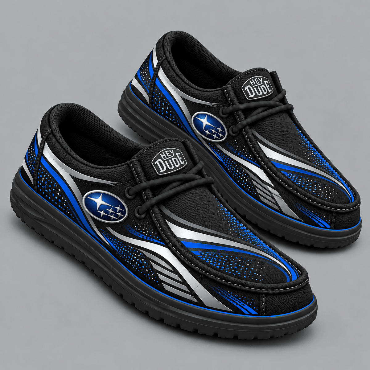 Subaru | Premium Men's Aero Motion Speedline Graphic Hey Dude Style Casual Slip-On Loafers Lightweight Comfort Walking Shoes NDN cover