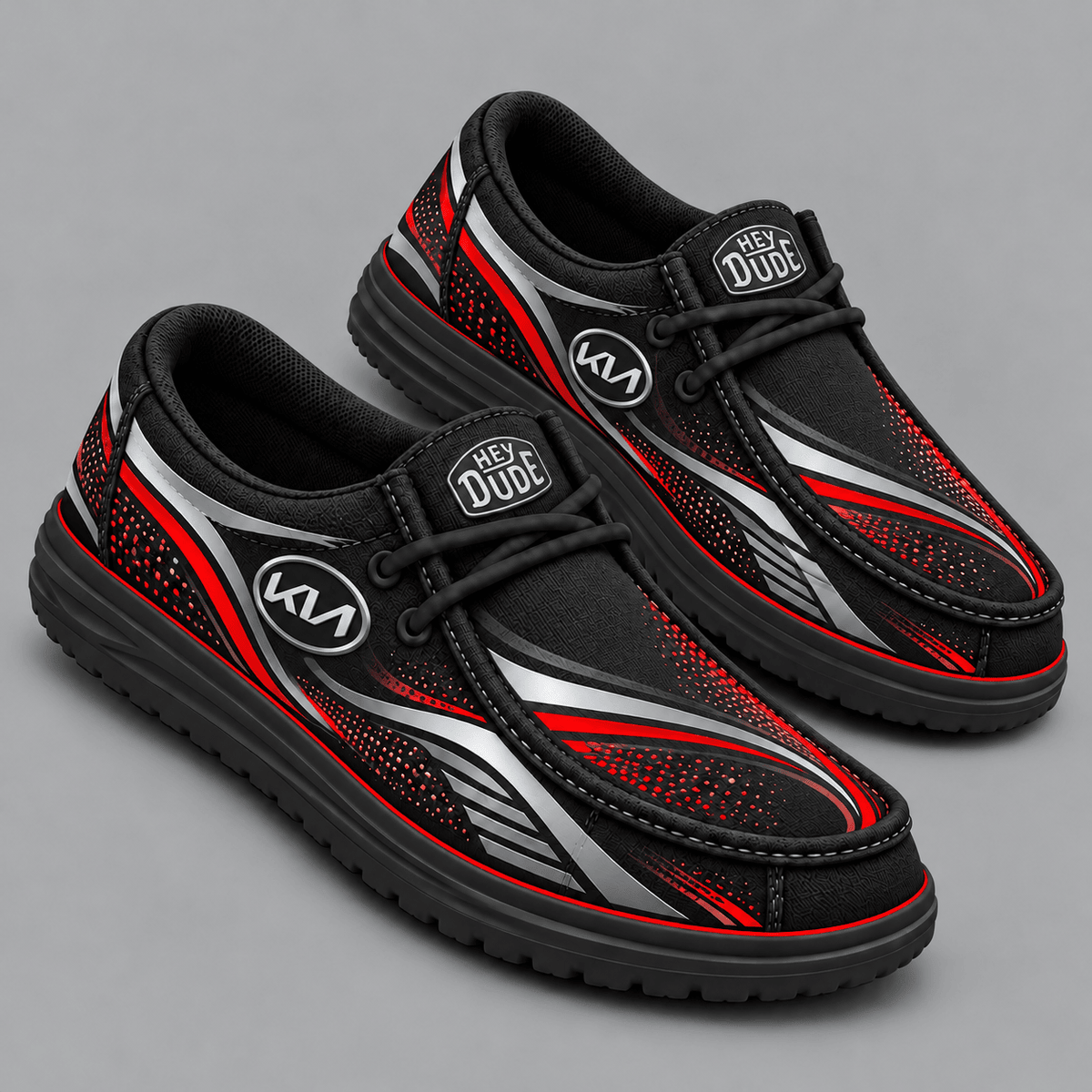 Kia | Premium Men's Aero Motion Speedline Graphic Hey Dude Style Casual Slip-On Loafers Lightweight Comfort Walking Shoes NDN cover