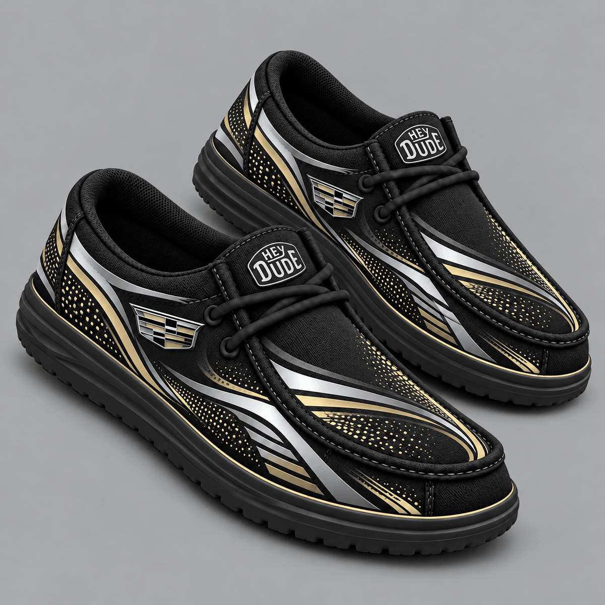 Cadillac | Premium Men's Aero Motion Speedline Graphic Hey Dude Style Casual Slip-On Loafers Lightweight Comfort Walking Shoes NDN cover