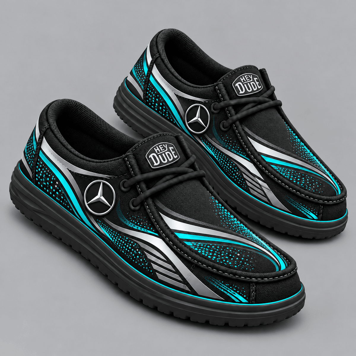Mercedes-Benz | Premium Men's Aero Motion Speedline Graphic Hey Dude Style Casual Slip-On Loafers Lightweight Comfort Walking Shoes NDN cover