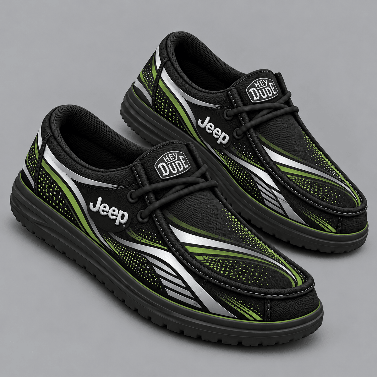Jeep | Premium Men's Aero Motion Speedline Graphic Hey Dude Style Casual Slip-On Loafers Lightweight Comfort Walking Shoes NDN cover