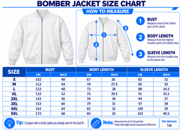 Jaguar | Premium Car Classic Bomber Jacket TD size chart