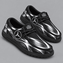 Mercedes-Benz | Premium Men's Dynamic Racing Stripe Graphic Hey Dude Style Casual Slip-On Loafers Lightweight Comfort Walking Shoes NDN cover