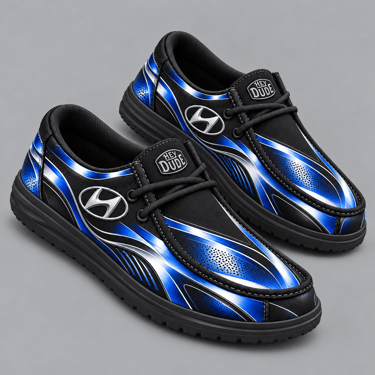 Hyundai | Premium Men's Dynamic Racing Stripe Graphic Hey Dude Style Casual Slip-On Loafers Lightweight Comfort Walking Shoes NDN cover