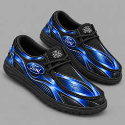 Ford | Premium Men's Dynamic Racing Stripe Graphic Hey Dude Style Casual Slip-On Loafers Lightweight Comfort Walking Shoes NDN cover