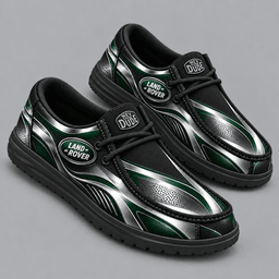 Land Rover | Premium Men's Dynamic Racing Stripe Graphic Hey Dude Style Casual Slip-On Loafers Lightweight Comfort Walking Shoes NDN cover