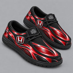 Honda | Premium Men's Dynamic Racing Stripe Graphic Hey Dude Style Casual Slip-On Loafers Lightweight Comfort Walking Shoes NDN cover