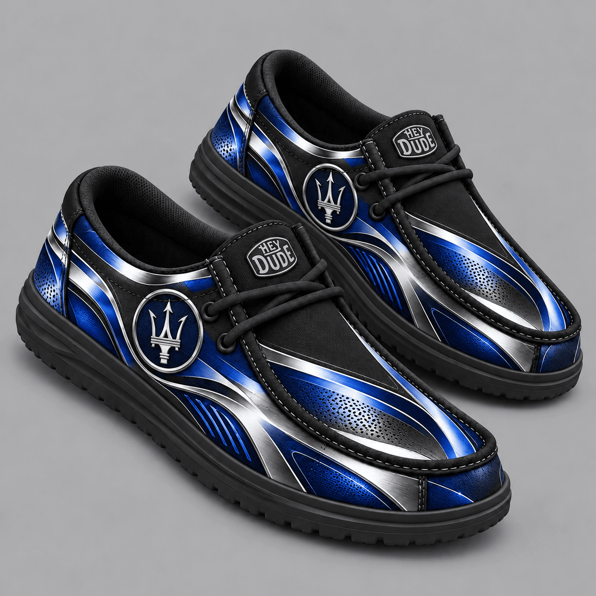 Maserati | Premium Men's Dynamic Racing Stripe Graphic Hey Dude Style Casual Slip-On Loafers Lightweight Comfort Walking Shoes NDN cover