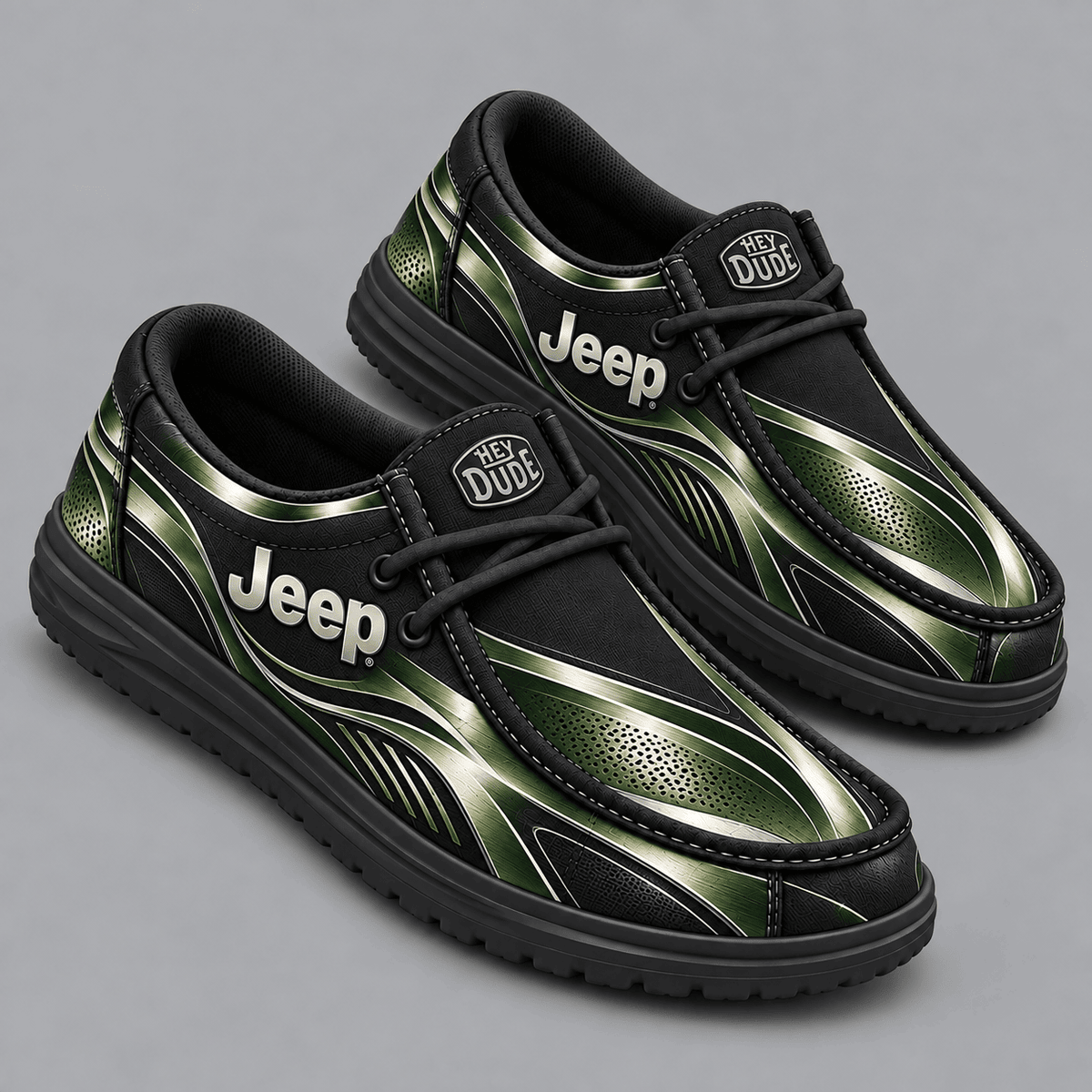 Jeep | Premium Men's Dynamic Racing Stripe Graphic Hey Dude Style Casual Slip-On Loafers Lightweight Comfort Walking Shoes NDN cover