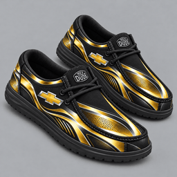 Chevrolet | Premium Men's Dynamic Racing Stripe Graphic Hey Dude Style Casual Slip-On Loafers Lightweight Comfort Walking Shoes NDN cover
