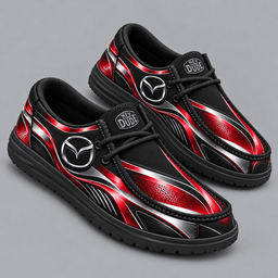 Mazda | Premium Men's Dynamic Racing Stripe Graphic Hey Dude Style Casual Slip-On Loafers Lightweight Comfort Walking Shoes NDN cover