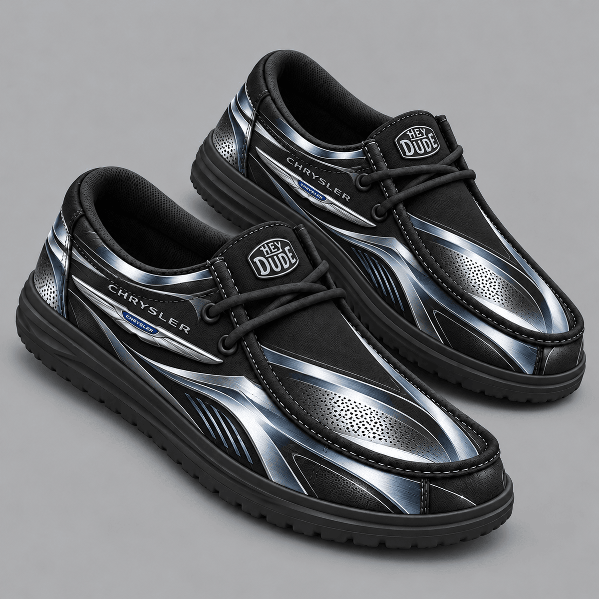Chrysler | Premium Men's Dynamic Racing Stripe Graphic Hey Dude Style Casual Slip-On Loafers Lightweight Comfort Walking Shoes NDN cover