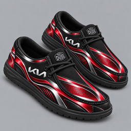 Kia | Premium Men's Dynamic Racing Stripe Graphic Hey Dude Style Casual Slip-On Loafers Lightweight Comfort Walking Shoes NDN cover