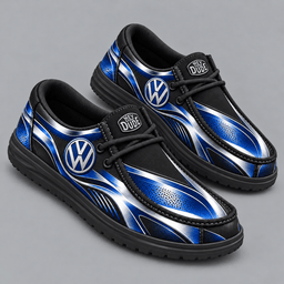 Volkswagen | Premium Men's Dynamic Racing Stripe Graphic Hey Dude Style Casual Slip-On Loafers Lightweight Comfort Walking Shoes NDN cover