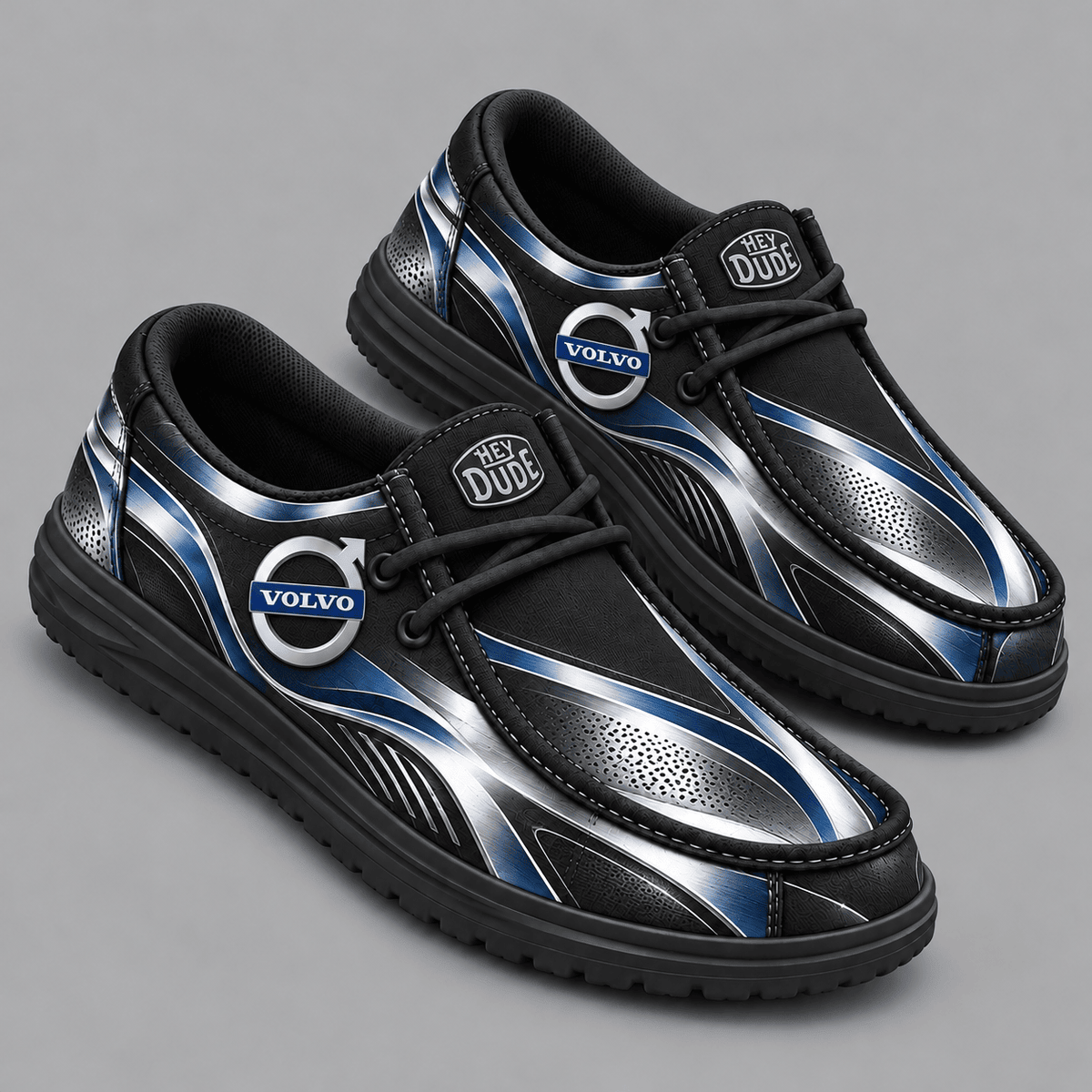 Volvo | Premium Men's Dynamic Racing Stripe Graphic Hey Dude Style Casual Slip-On Loafers Lightweight Comfort Walking Shoes NDN cover