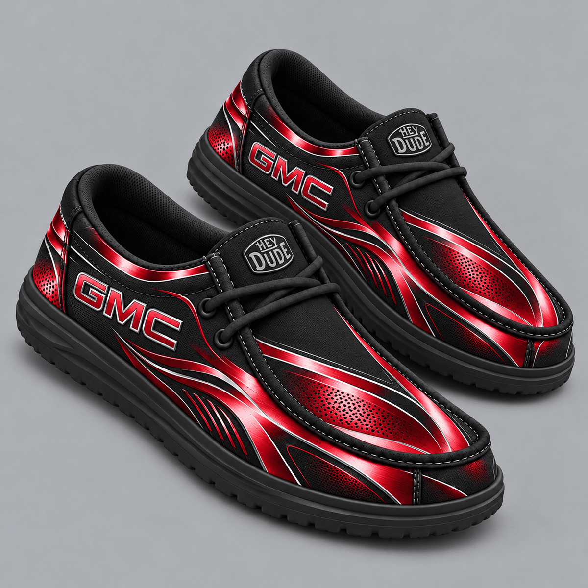 GMC | Premium Men's Dynamic Racing Stripe Graphic Hey Dude Style Casual Slip-On Loafers Lightweight Comfort Walking Shoes NDN cover